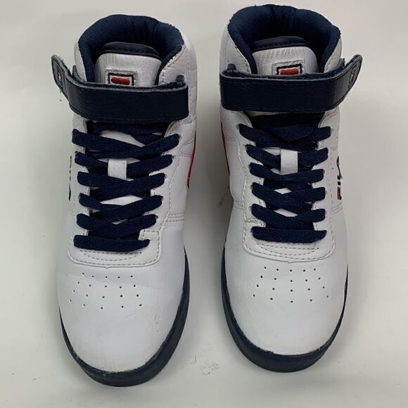 Fila v3SC60527-125 Hightop White, Navy, and Red Basketball Sneakers - Picture 5 of 14